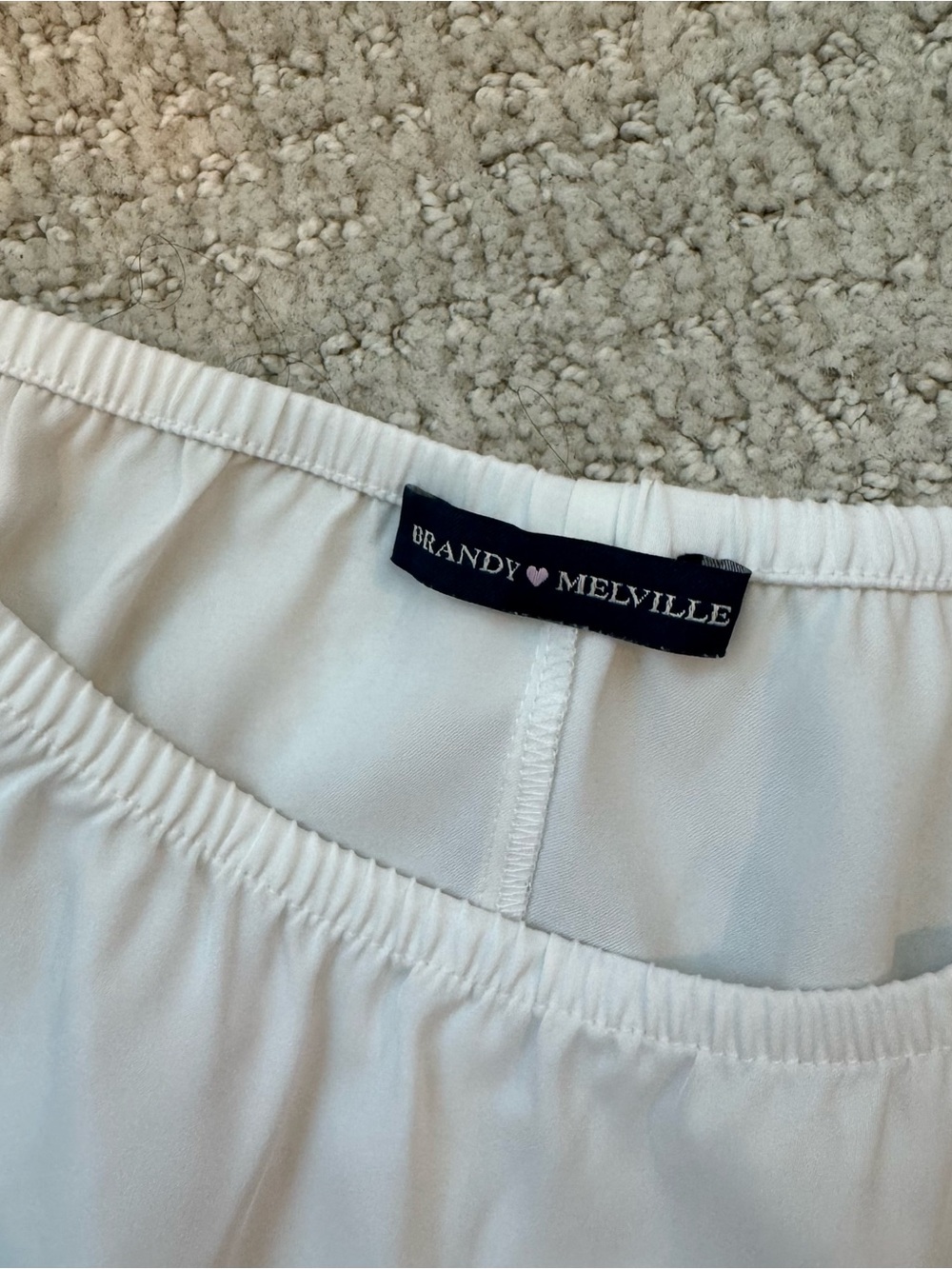 Brandy Melville White Satin Midi Slip skirt with Lace Trim